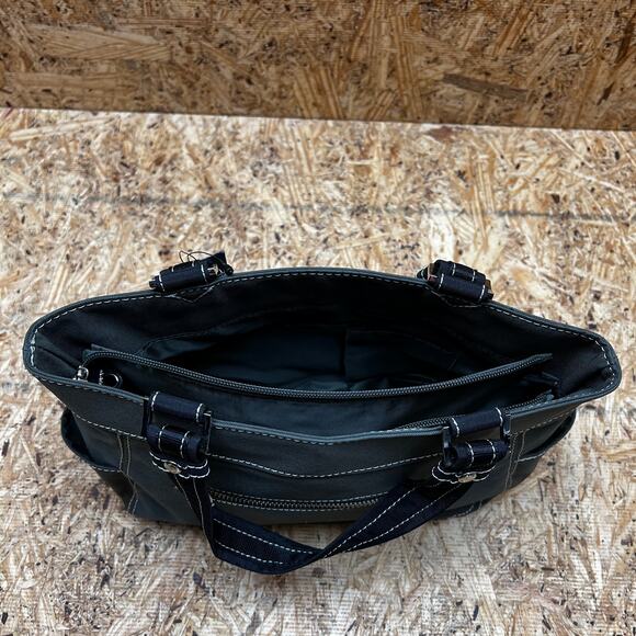 Kenneth Cole Nylon Olive Green Multi-Pocket Double Strap Handbag Purse Tote - Picture 6 of 10